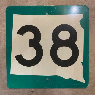 South Dakota State Highway 38 Route Shield Marker Road Sign 1974 Two - Tone