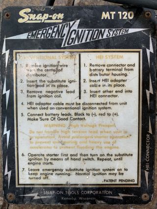 Vintage Snap On Mt120 Emergency Ignition System Distributor Start.  Very Cool.
