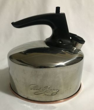 Vintage Paul Revere Ware Whistling Tea Pot Kettle Copper Bottom Korea H - 93 - C