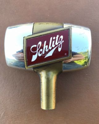 Gorgeous Vintage Schlitz Brass Chrome Keg Barrel Draft Beer Tap Handle 2