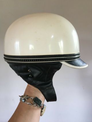 Vintage 1960s 50s Motorcycle Helmet Italian Made Leather AGV Velenza Italy MCM 2