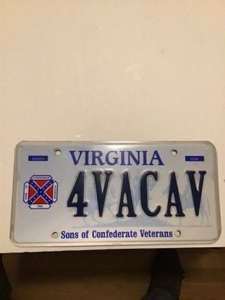 Virginia License Plate - Sons Of Confederate Veterans Personalized