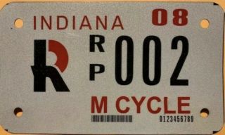 2008 Indiana Rose - Hulman University Motorcycle Low 2 License Plate