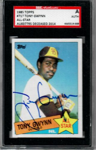 1985 Topps 717 Tony Gwynn San Diego Padres Signed Baseball Card Sgc