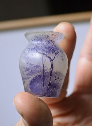 2 Miniature Micro Pate De Verre Vases 1910 Rare Antique Daum Cameo Glass