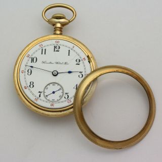 Antique 54.  5mm Gold Filled Open Face 18S 17j Hamilton 926 Pocket Watch ca.  1901 2
