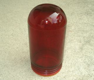 Vtg Red Glass Globe Industrial Light Cover Crouse - Hinds Threaded Lamp