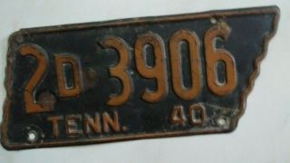 Antique Tennessee 1940 License Plate