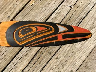Northwest Coast Indian Carved Wood Raven Paddle,  By Bill Wilson,  Ca.  1978