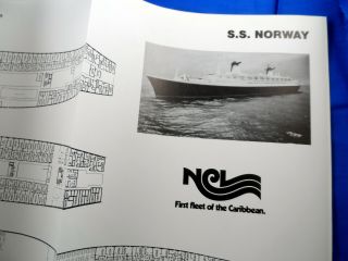 1981 Ss Norway Big Deck Plan Cruise Ship Ocean Liner 2 Pages,  Also North Star