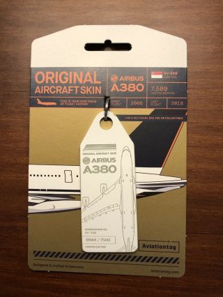 Limited Edition Airbus A380 Singapore Airlines Aircraft Skin Tag 9v - Skb Msn005