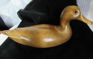 Vintage Hand Carved Wood Duck Decoy Mallard Folk Art Signed
