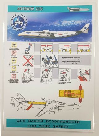 Safety Card,  An - 225,  Mriya,  Backward Cabine,  Antonov Airlines,  Ukraine