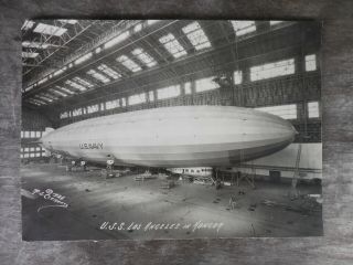 Uss Los Angeles Us Navy Airship Dirigible In Hangar Photo Signed 1926 Clements
