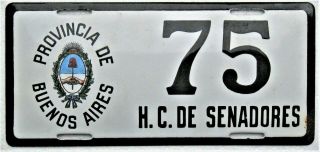 Argentina Attractive Buenos Aires Porcelain Senadores License Plate 1954