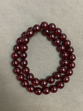 Antique Cherry Amber Bakelite Faturan Uniform Round Beads Necklace 48 Grams