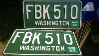 1958 - 62 Washington License Plates - Pair Fbk - 510