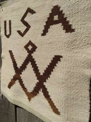 Antique Navajo Rug Blanket Native American Indian Usa Pictorial Masonic Tapestry