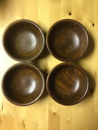 Mid Century Vintage Vermillion Walnut Bowls Set Of 4 Each