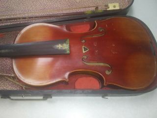 Antique Salzard Violin with Wooden Case and Snakewood Bow - 3