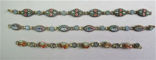 Fine Set Of 3 Antique Italian Micromosaic Bracelets C.  1920 Jewelry 2