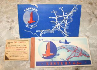 1946 Eastern Airlines Vintage Ticket Folder Envelope Stub The Great Silver Fleet