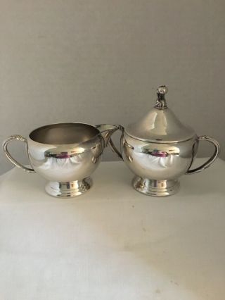 Vintage Wm Rogers Silver Plate Creamer And Sugar Bowl With Lid