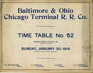 1916 Baltimore & Ohio Chicago Terminal Rr 11½ X 14½ Horseblanket.
