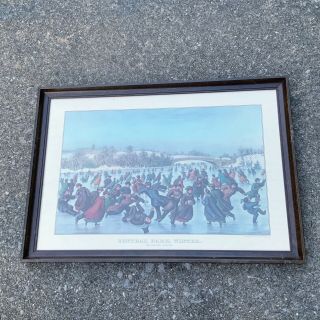 Vintage Currier And Ives Central Park Winter Print York Ice Skating