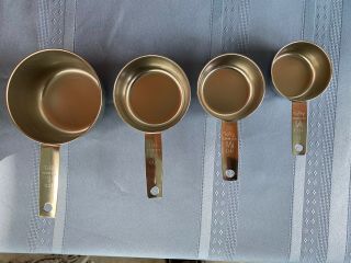 Vintage Foley Stainless Steel 4 Pc.  Measuring Cup Set 1 C 1/2 C 1/3 C & 1/4 C