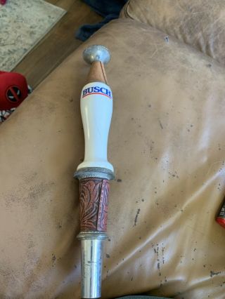 Vintage Busch Texas Special Beer Tap Handle Faux Leather Wrap -