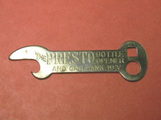 Vintage Antique Pre - Prohibition Era Presto Beer Bottle Tin Cap Opener Key Ring