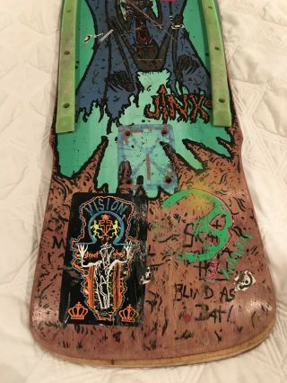 Rare OG Vision Jinx Vintage Skateboard Deck Santa Cruz Powell Peralta Alva Sims 3