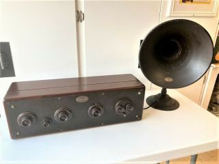 Antique 1924 Atwater Kent Model 20 Receiver With Ak Model H Speaker