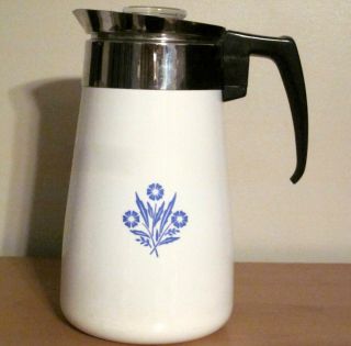 Vintage Corning Ware Blue Cornflower Stove Top Coffee Pot 9 Cup Percolator