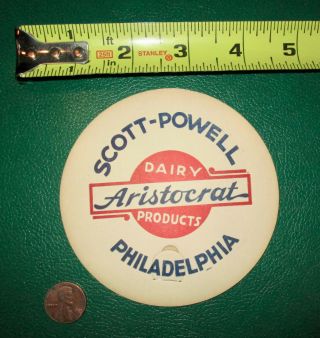 Vtg Scott Powell Aristocrat Dairy Milk Bottle Cap Lid Coaster Philadelphia Pa 4 "