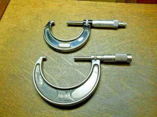 Vintage L.  S.  Starrett Micrometers No.  436 1 - 2 In & 2 - 3 In Brown & Sharpe