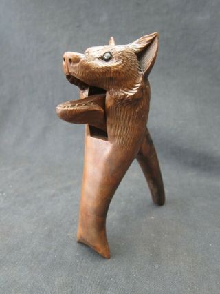 Rare antique Black Forest FOX Wooden NUTCRACKER Late 19thC 2