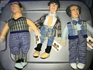 Vintage Set Of The Three Stooges Dolls Larry Curly Moe With Tags