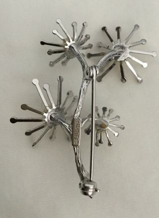 Vintage Beau Sterling Silver Pin Brooch Spider Mum Pearl Bead Centers Space Age 3