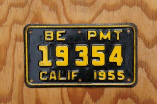 1955 California Be Pmt License Plate Motorcycle Size