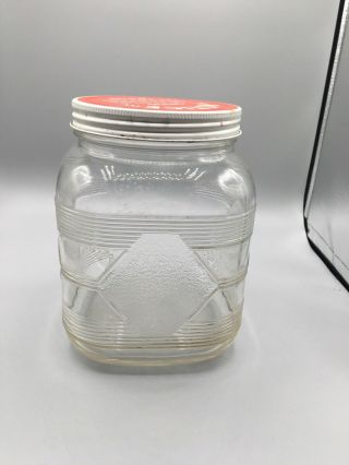 Vintage 1930’s Orvus Laundry Cleaner 14 Cup Diamond Glass Jar