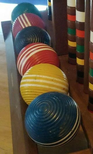 Vintage Brookstone Ribbed Croquet Balls Set Of 6 Balls Only Triple Striped