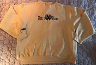Vtg Xl Sweater Sweatshirt Notre Dame Jansport Yellow Unisex