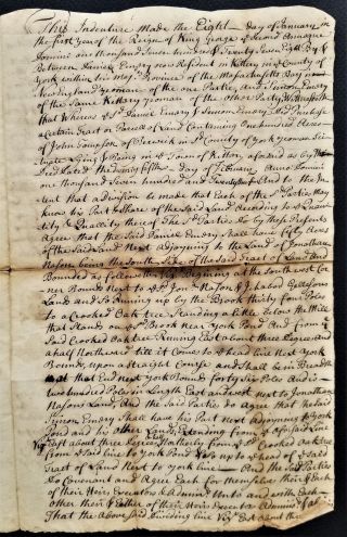 1727 Antique Colonial Deed Kittery York Me Emery Land Massachusetts Bay Moody