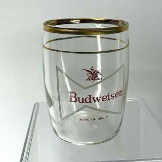 Set Of 6 Vintage Anheuser Busch 4 Oz Budweiser Gold Crested Barrel Tumblers