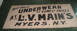 Antique Cloth Banner Sign L.  V.  Main 