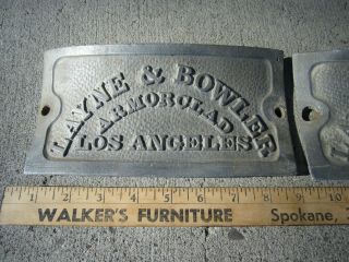 Antique Layne & Bowler Armorclad Los Angeles Railroad Marine Metal Signs