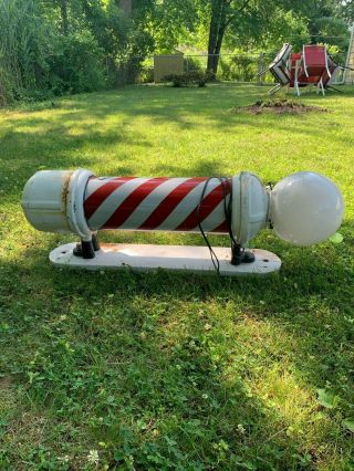 Red and White Antique Electric Barber Pole (circa 1950) 3