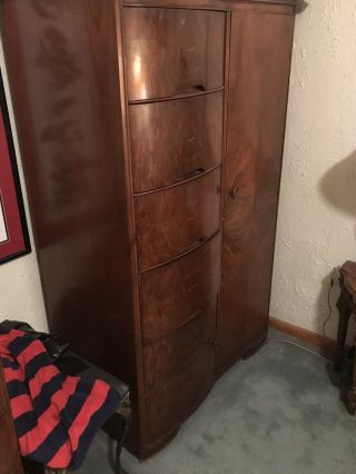 Antique two (2) piece Bedroom Set - Vanity and Tall Wardrobe Armoire 3